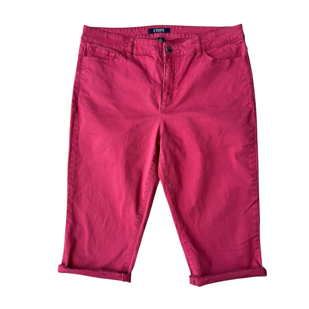 Chaps Magenta Pink Stretch Capri Shorts Pedal Pushers Bermuda Women 12 W34 In17